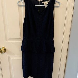 Max Studio Navy Blue Lace Peplum Sleeveless Dress